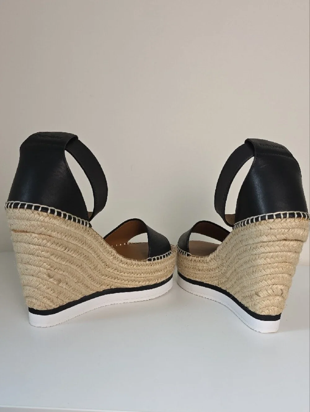 SeeBy Chloe Black Espadrille Wedge Sandals with Ankle Strap.  Size 38.  Dust Bag